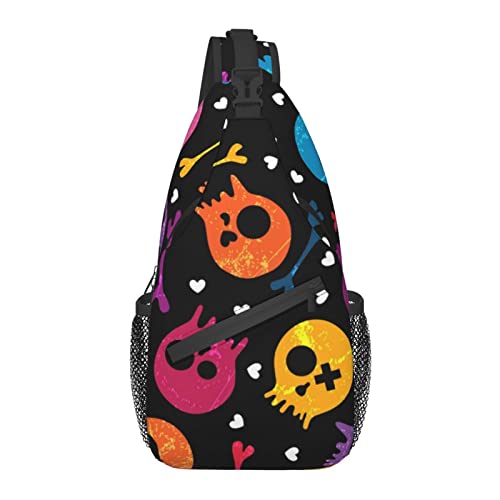 Anti-Diebstahl-Umhängetasche, für Sugar Skulls, Schulter-Crossbody-Rucksack, wasserdichte Brusttasche, Leichter, lässiger Tagesrucksack für Reisen, Sport von AOOEDM