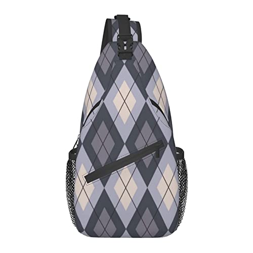Anti-Diebstahl-Umhängetasche, für geometrisches Muster, Karierte Zelle, Diagonale, Schulter-Crossbody-Rucksack, wasserdichte Brusttasche, Leichter, lässiger Tagesrucksack für Reisen, Sport von AOOEDM