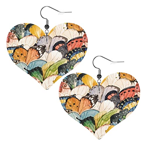 Aquarell abstrakte Schmetterling Herz Form Leder Ohrringe Frauen Mädchen einfache baumelnde Ohrringe Geschenke für sie von AOOEDM
