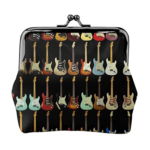 Art Guitar Pattern Print Kleine Geldbörse Kiss-Lock Ledertasche Wechselgeldbörse Geschenke für Männer und Frauen von AOOEDM