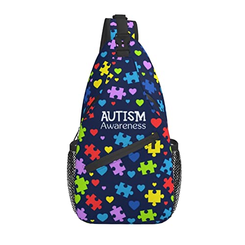 Autism Pattern Sling Rucksack Reisen Wandern Daypack Autism Awareness Crossbody Umhängetasche für Frauen Männer Teenager von AOOEDM