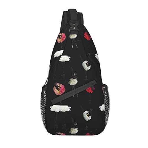 Ballett Tanz Sling Bag Casual Crossbody Schulter Rucksack Brust Casual Daypack Damen Tasche für Outdoor von AOOEDM