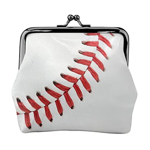Baseball Lace Close Up Print Small Coin Purse Kiss-Lock Leather Pouch Change Wallet Gifts for Men Women von AOOEDM