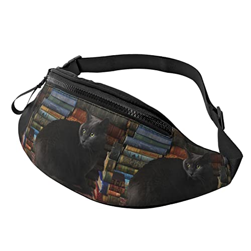 Bauchtasche für Damen Herren Book Black Cat Crossbody Gürteltasche Geldbörse Camping Brieftasche Tasche von AOOEDM