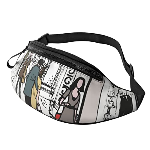 Bauchtasche für Damen Herren Cobbled Street Paris Frankreich Fußgänger Workout Gürteltasche Geldbörse Laufgürteltasche von AOOEDM