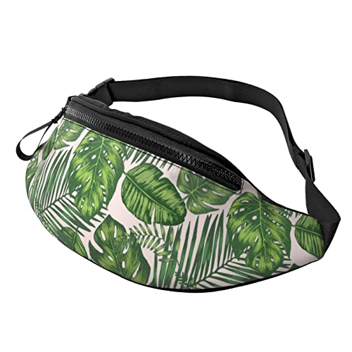 Bauchtasche für Damen Herren Exotische Palmenblätter Hawaiian Jungle Crossbody Gürteltasche Geldbörse Walking Wallet Bag von AOOEDM