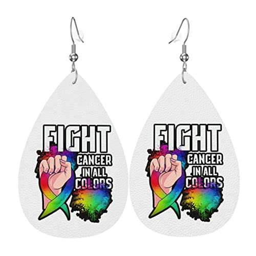 Bekämpfen Sie den Krebs in allen Farben. Bekämpfen Sie Krebs-Bewusstseinsbänder. Lederohrringe für Frauen, baumelnder Ohrring, Tropfenanhänger mit Haken, Geschenke für erwachsene Mädchen von AOOEDM