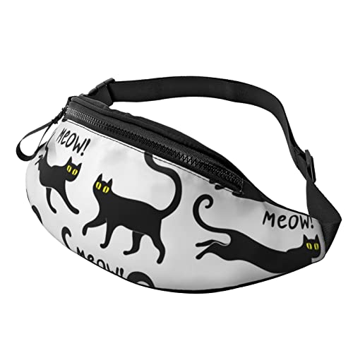 Black Fun Cat Große Gürteltasche für Männer, Geschenke für Sport, Training, Reisen, Laufen, lässige Gürteltasche von AOOEDM