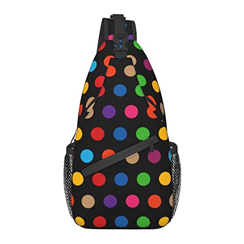 Black White Polka Dot Sling Bag, Crossbody-Rucksack, Schulter-Brusttasche für Damen Herren Outdoor-Reisen Wandern Daypack von AOOEDM