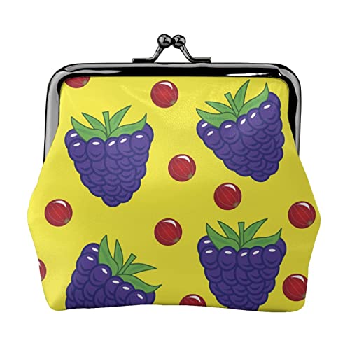 BlackBerry Seamless Pattern Damen Leder Geldbörse, Kleingeldbeutel mit Kiss-Lock-Verschluss, Schnallen-Geldbörse für Mädchen-Geschenk von AOOEDM