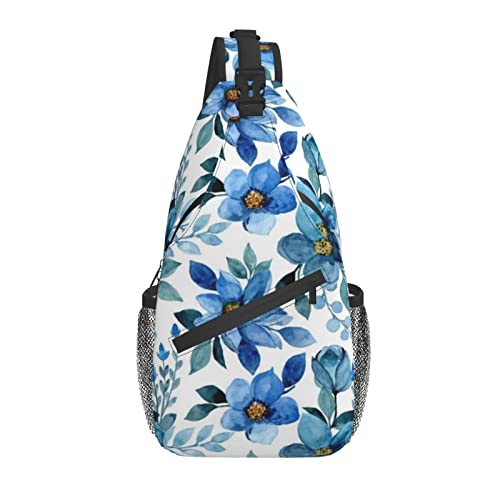 Blaue Blume Sling Bag Crossbody Sling Rucksack Brusttasche Daypack Reisen Wandern Umhängetasche für Männer Frauen von AOOEDM