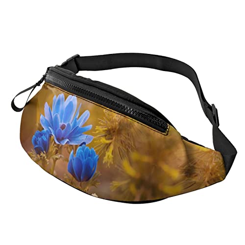 Blaue Blume blühende schöne Pflanze Bauchtasche Sport Casual Hüfttasche für Damen Herren Modisch von AOOEDM