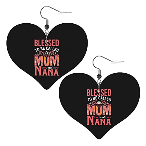 „Blessed To Be Called Mom-Lederohrringe für Frauen, baumelnder Ohrring, Tropfen-Herz-Anhänger mit Haken, Geschenke für erwachsene Mädchen von AOOEDM