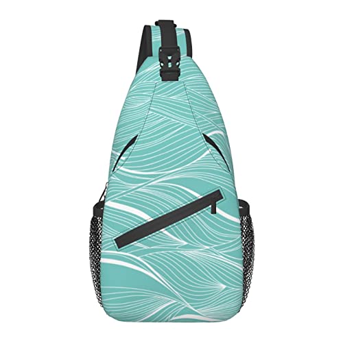 Blue Green Wave Cross Chest Bag Diagonally Sling Rucksack Crossbody Umhängetasche Reisen Wandern Daypacks für Männer Frauen von AOOEDM