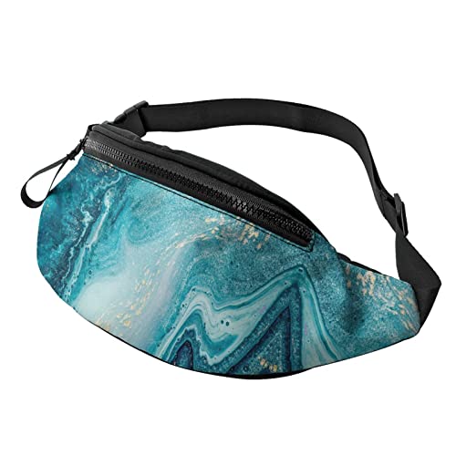Blue Ocean Marble Golden Overflow Fanny Pack Sport Casual Hüfttasche für Damen Herren Modisch von AOOEDM