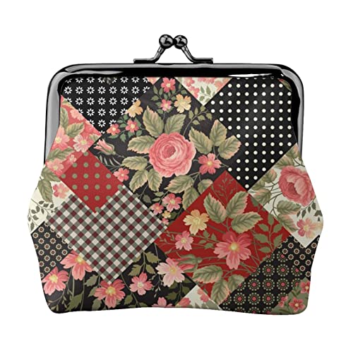 Blumen-Punkte-Druck Kleine Geldbörse Kiss-Lock-Ledertasche Kleingeldbörse Geschenke für Männer und Frauen von AOOEDM