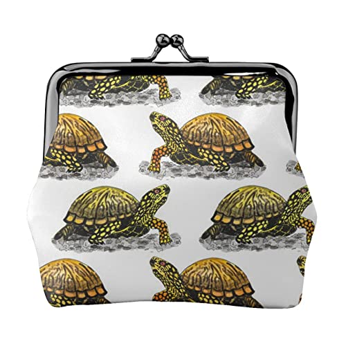 Box Turtle Damen-Leder-Geldbörse, Kleingeldbeutel mit Kiss-Lock-Verschluss, Schnallen-Geldbörse für Mädchen-Geschenk von AOOEDM