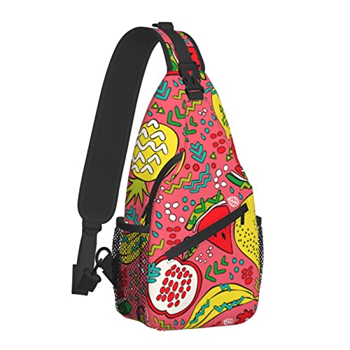 Bright Summer Fruit Watermelon Sling Bag für Damen Herren,Fruits Print Crossbody Umhängetaschen Casual Sling Rucksack Brusttasche Reisen Wandern Daypack für Outdoor von AOOEDM