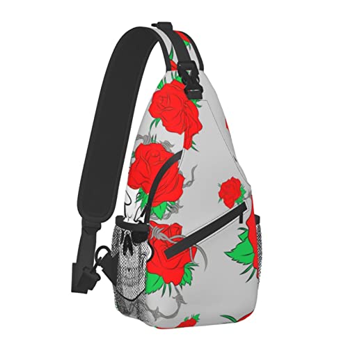 Brusttasche für Männer Frauen Skulls Sling Schulterrucksack Große Kapazität Umhängetasche mit verstellbarem Schultergurt von AOOEDM