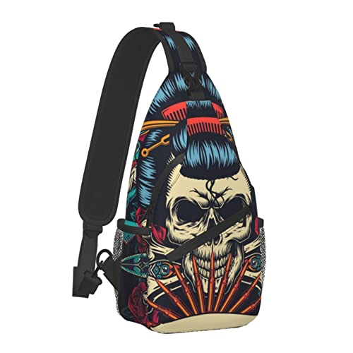 Brusttasche für Männer Frauen Vintage Japanese Tattoo Skull Sling Schulterrucksack Große Kapazität Umhängetasche mit verstellbarem Schultergurt von AOOEDM