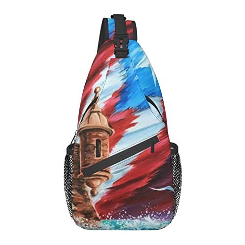 Brusttasche für Männer und Frauen, kompatibel mit Puerto Rico Flag Sling Schulterrucksack, große Kapazität, Umhängetasche mit verstellbarem Schultergurt von AOOEDM