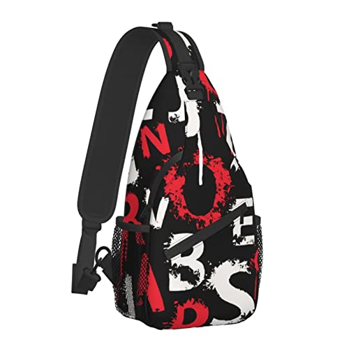 Buchstabenmuster in Form von Blots Umhängetasche für Damen und Herren, Crossbody-Schultertaschen, lässiger Sling-Rucksack, Brusttasche, Reisen, Wandern, Tagesrucksack für den Außenbereich von AOOEDM