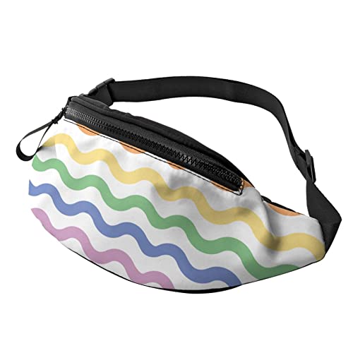 Bunte Regenbogen-Wellenlinien Bauchtasche Sport Casual Hüfttasche für Damen Herren Modisch von AOOEDM