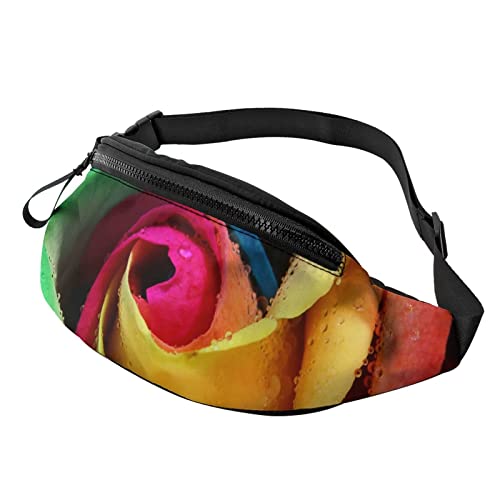 Bunte Rianbow Rose Flower Dew Gürteltasche Sport Casual Hüfttasche für Damen Herren Modisch von AOOEDM