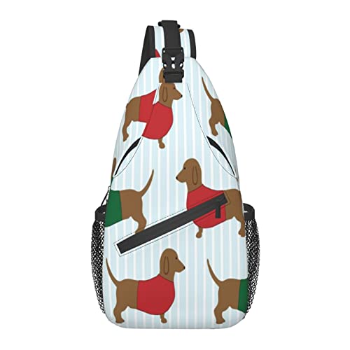 Bunte Tier Dackel Hund Kreuz Brusttasche Diagonal Sling Rucksack Crossbody Umhängetasche Reisen Wandern Tagesrucksäcke für Männer Frauen von AOOEDM