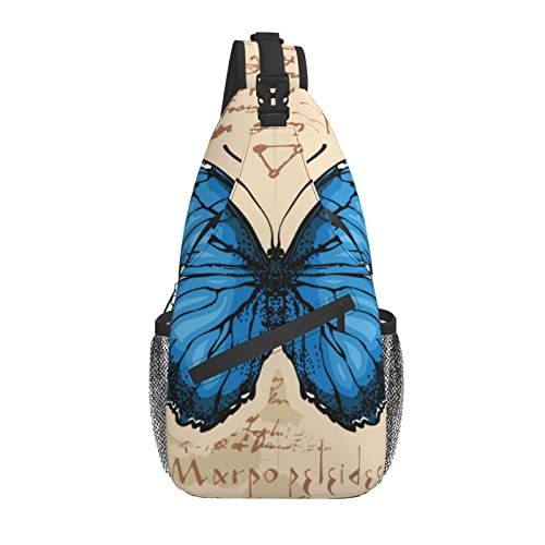 Butterfly Morpho Sling Bag Crossbody Sling Rucksack Brusttasche Tagesrucksack Reisen Wandern Umhängetasche für Männer Frauen von AOOEDM