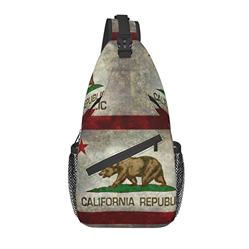 California Republic Flag Sling Rucksack Crossbody Chest Bag Daypack für Wanderreisen von AOOEDM