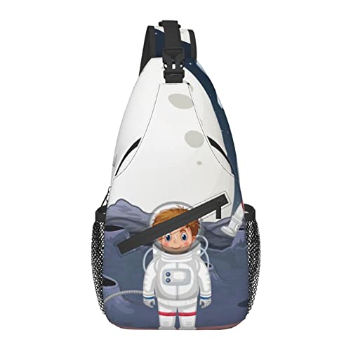 Cartoon Astronaut Jetplane Space Cross Brusttasche Diagonally Sling Rucksack Crossbody Umhängetasche Reisen Wandern Daypacks für Männer Frauen von AOOEDM