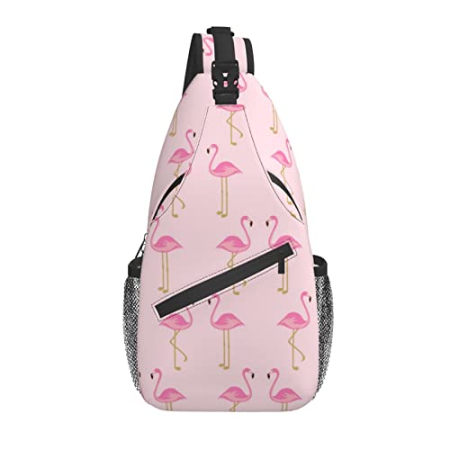 Cartoon Flamingo Sling Bag Umhängetasche Brusttasche Tagesrucksack Reisen Wandern Umhängetasche für Männer Frauen von AOOEDM