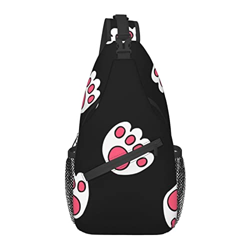 Cartoon Katze Pfotenmuster Kreuz Brusttasche Diagonal Sling Rucksack Crossbody Umhängetasche Reisen Wandern Daypacks für Männer Frauen von AOOEDM