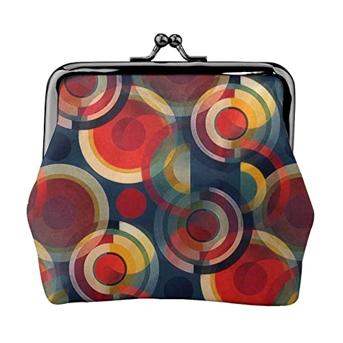 Circles Damen-Leder-Geldbörse, Kleingeldbeutel mit Kiss-Lock-Verschluss, Schnallen-Geldbörse für Mädchen-Geschenk von AOOEDM