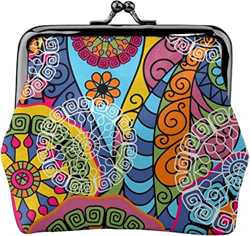 Colorful Circle Damen-Leder-Geldbörse, Kleingeldbeutel mit Kiss-Lock-Verschluss, Schnallen-Geldbörse für Mädchen-Geschenk von AOOEDM