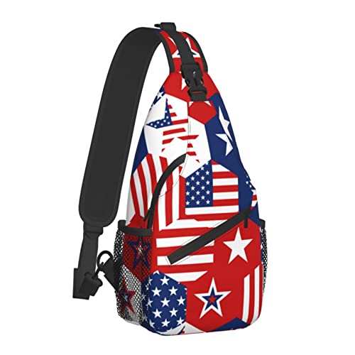 Colors of American Flag Stars Sling Bag Für Damen Herren, Patriotische Umhängetaschen Casual Sling Rucksack Brusttasche Reisen Wandern Daypack Für Outdoor von AOOEDM