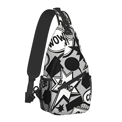 Comics Seamless Pattern Vintage Style Sling Bag Für Damen Herren, Umhängetaschen Casual Sling Rucksack Brusttasche Reisen Wandern Daypack Für Outdoor von AOOEDM