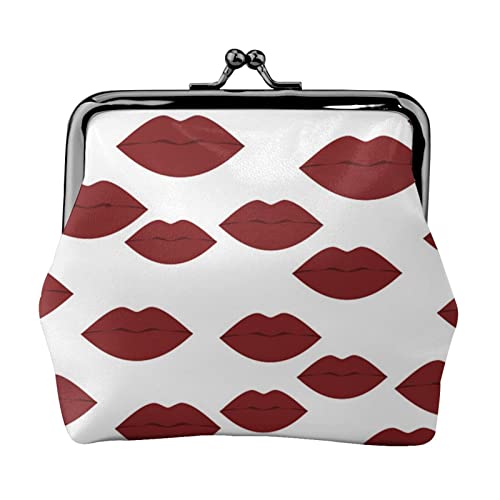 Coole, sexy, Nahtlose Lippen-Damen-Leder-Geldbörse, Kleingeldbeutel mit Kiss-Lock-Verschluss, Schnallen-Geldbörse für Mädchen-Geschenk von AOOEDM