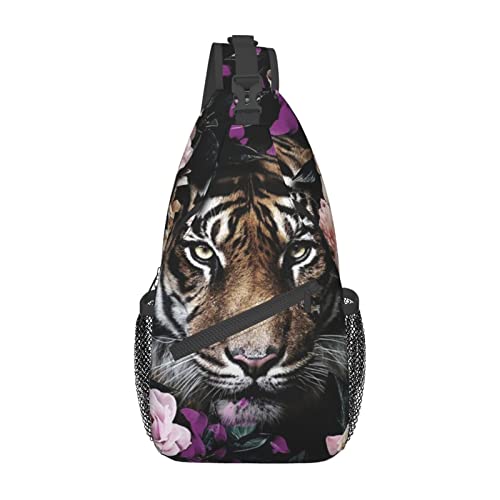 Coole Tiger-Muster-Umhängetasche Crossbody Chest Daypack Reise-Wander-Rucksack Tier-Umhängetasche für Damen Herren von AOOEDM