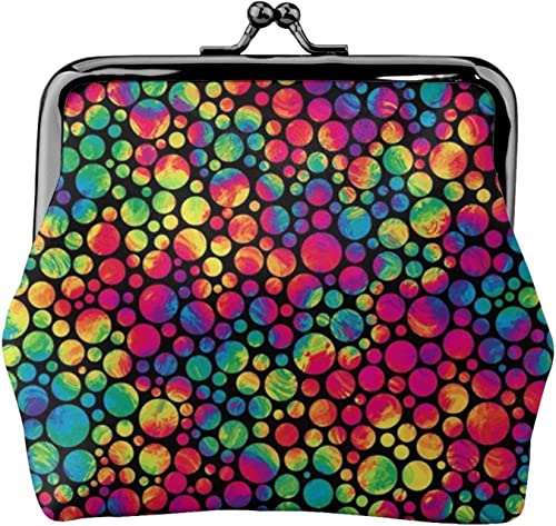 Crazy Rainbow Dots Damen-Leder-Geldbörse, Kleingeldbeutel mit Kiss-Lock-Verschluss, Schnallen-Geldbörse für Mädchen-Geschenk von AOOEDM