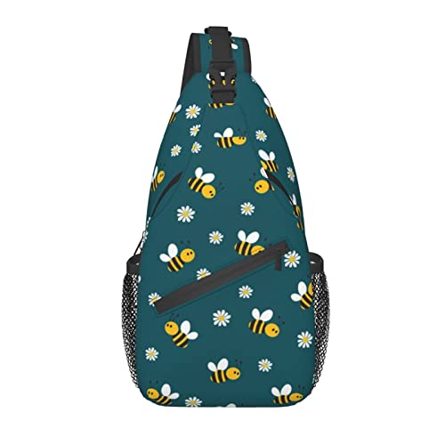 Cute Bee Sling Bag Crossbody Sling Rucksack Gelbe Biene Schulter Brusttasche für Damen Herren Reisen Wandern Daypack von AOOEDM