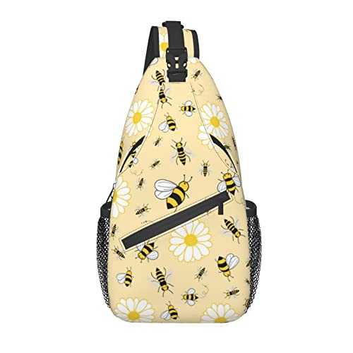 Cute Bee Sunflower Unisex Crossbody Rucksack Umhängetasche für Männer Frauen Eine Schulter Brusttasche für Fitnessstudio Sport Reisen Wandern von AOOEDM