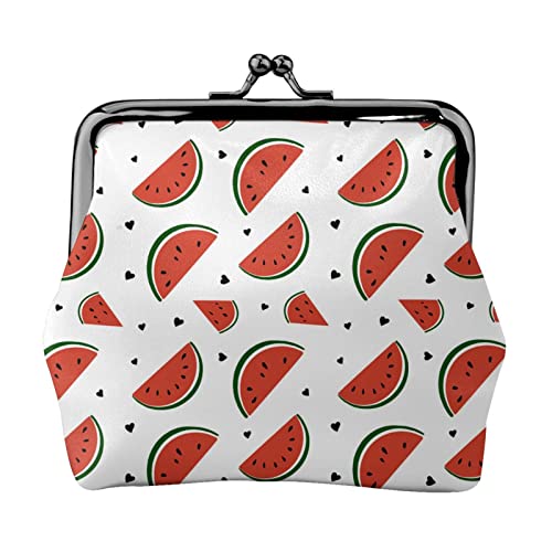 Damen-Geldbörse aus Leder mit nahtlosem Wassermelonenmuster, Kleingeldbeutel mit Kiss-Lock-Verschluss, Schnallen-Geldbörse für Mädchen, Geschenk von AOOEDM