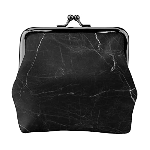 Damen-Geldbörse aus Leder mit schwarzer Marmorstruktur, Kleingeldbeutel mit Kiss-Lock-Verschluss, Schnallen-Geldbörse für Mädchen-Geschenk von AOOEDM