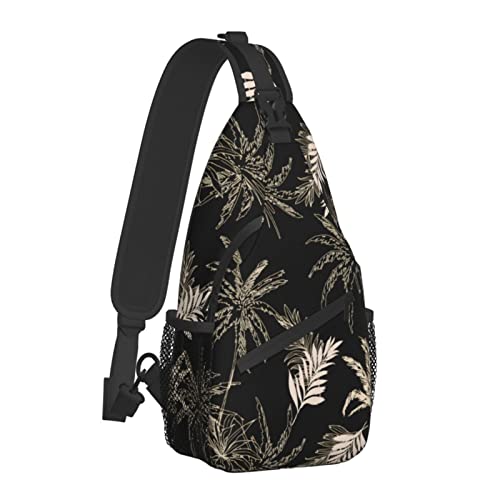 Dark Tropical Jungle Palm Leaves Tree Sling Bag für Damen Herren, Umhängetaschen Casual Sling Rucksack Brusttasche Reisen Wandern Daypack für Outdoor von AOOEDM