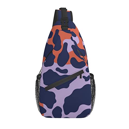 Daypack Sling Rucksack Weiß Schwarz Art Camouflage Brusttasche Diagonal Stylische Umhängetasche von AOOEDM