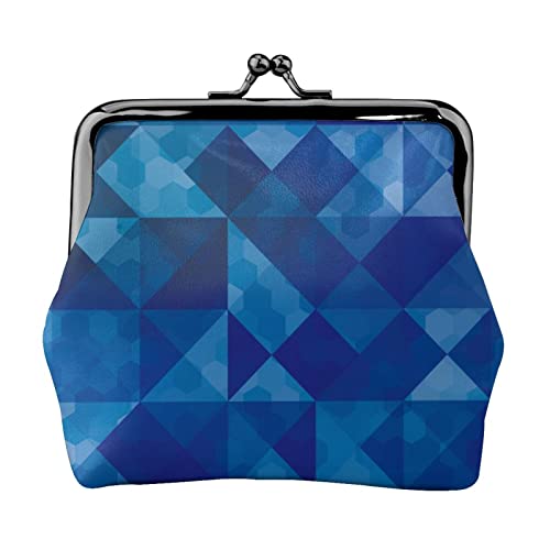 Deepblue Geo Damen-Geldbörse aus Leder, Kleingeldtasche mit Kiss-Lock-Verschluss, Schnallen-Geldbörse für Damen und Mädchen von AOOEDM