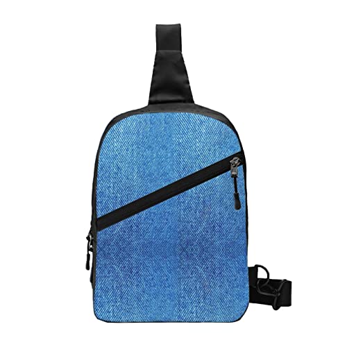 Denim Blue Sling Bag Faltbarer Brust-Schulter-Rucksack Bauchtasche Crossbody-Taschen für Männer Frauen Reisen Wandern im Freien von AOOEDM