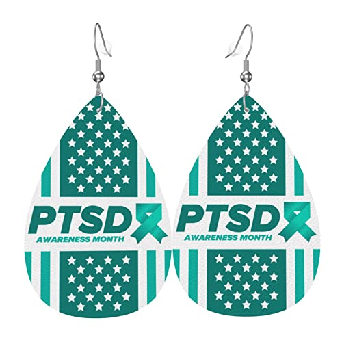 Der Juni ist der Monat des Ptsd-Bewusstseins. Lederohrringe für Frauen von AOOEDM